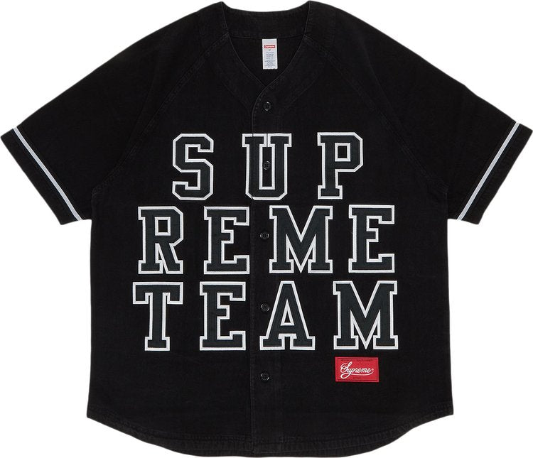 Supreme Denim Baseball Jersey 'Black' T-Shirt, Black