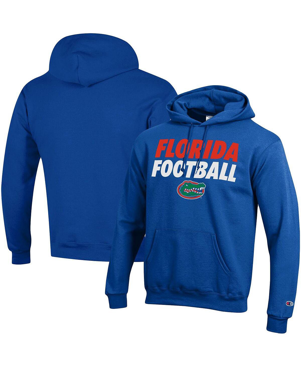 Men's Royal Florida Gators Game Ready Football Pullover Champion Hooded T-Shirt