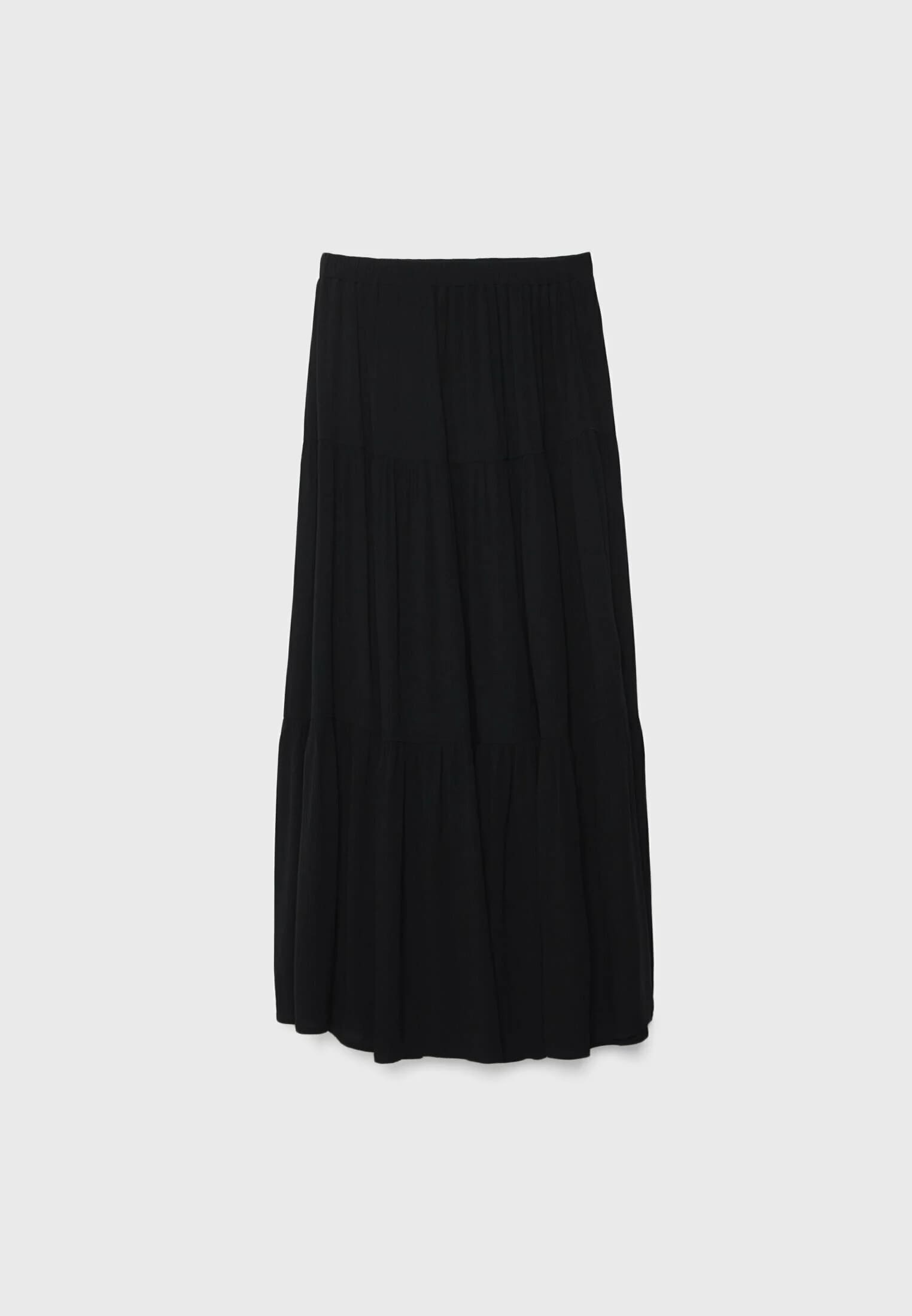 Stradivarius Peasant maxi skirt, black