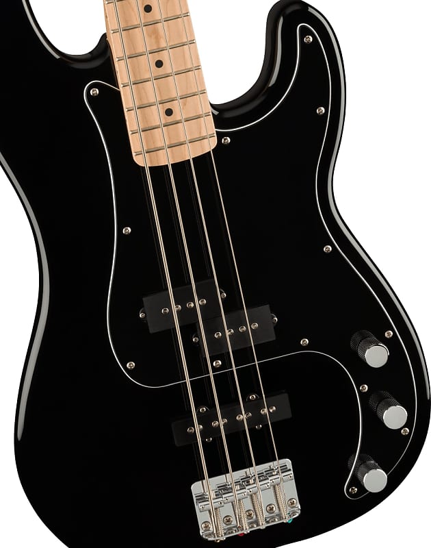 Squier Affinity Series Precision Bass PJ Pack, Maple Neck, Black, Gig Bag, Rumble 15 Fender