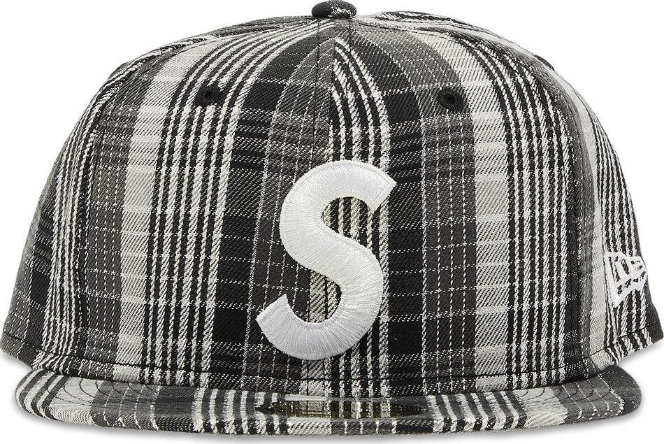 Supreme Metallic Plaid S Logo New Era Baseball Cap, Black