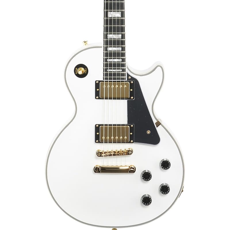 جيتار كهربائي مخصص من Epiphone Les Paul، لون أبيض جبال الألب، مع أجزاء ذهبية EILCAWGH1