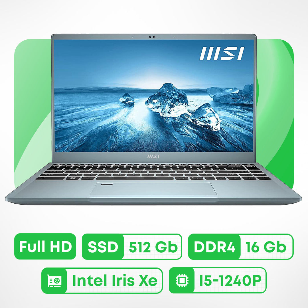 Laptop MSI Prestige 14 A12M, 14'', 16 GB/512 GB, i5-1240P, Intel Iris Xe, blue, English keyboard