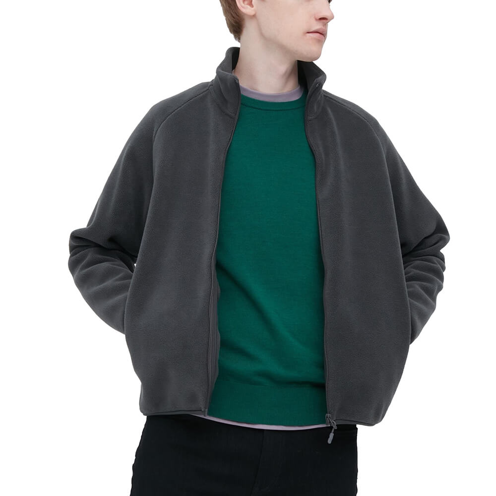 Uniqlo Fleece Zipped Unisex Sweatshirt, Dark Gray