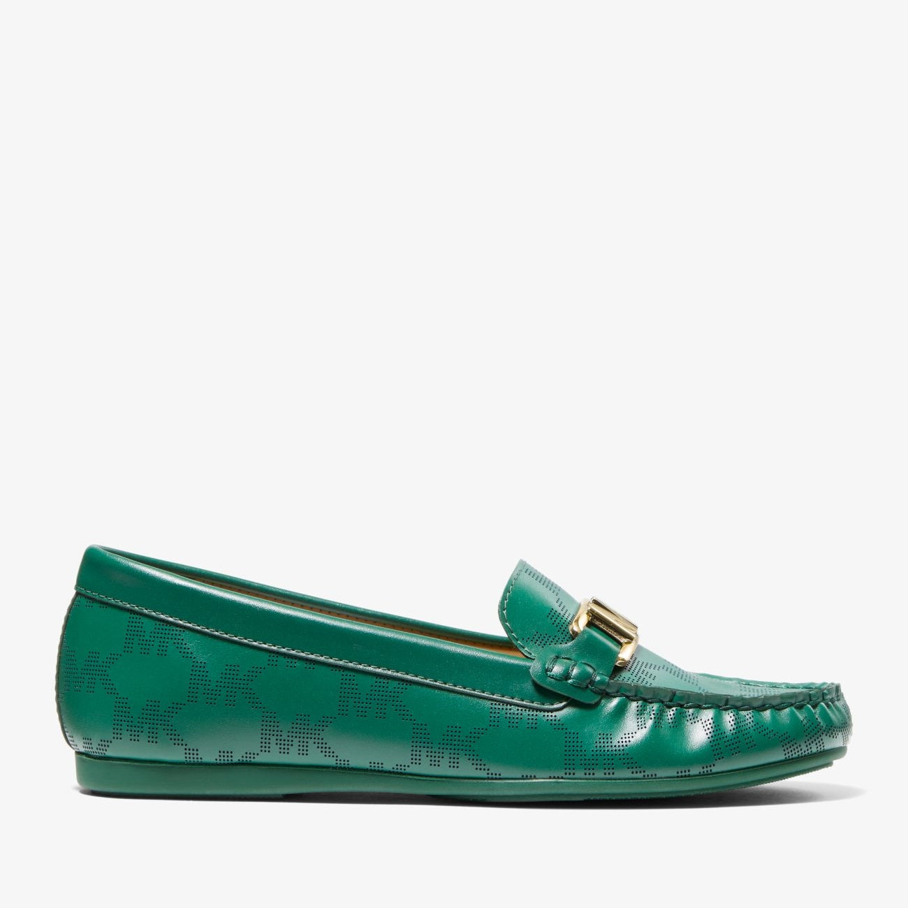 Michael Michael Kors Camila Logo Perforated Faux Leather Moccasins, Green