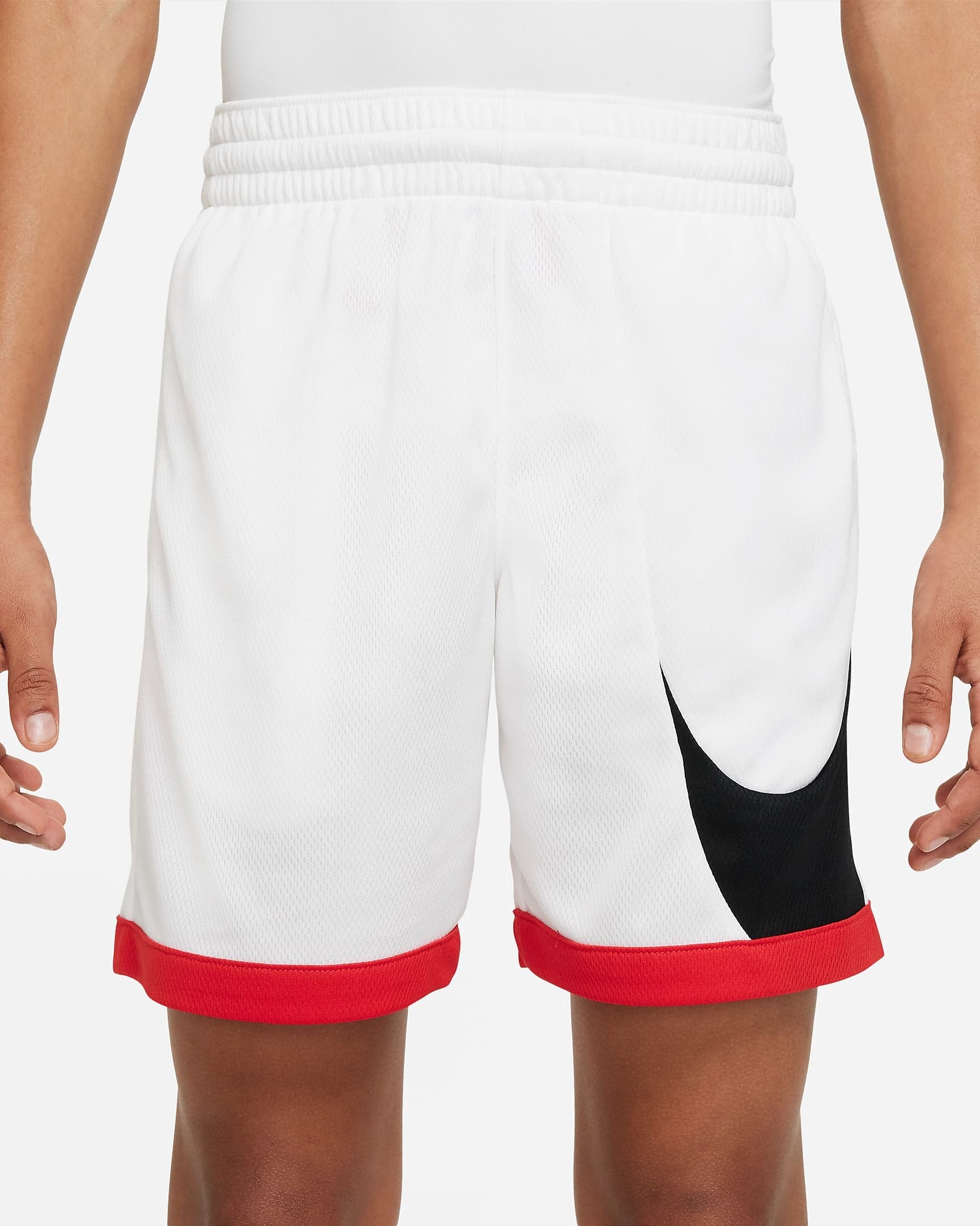 Nike Dri-Fit Big Kids' Basketball Shorts, White/Red/Black