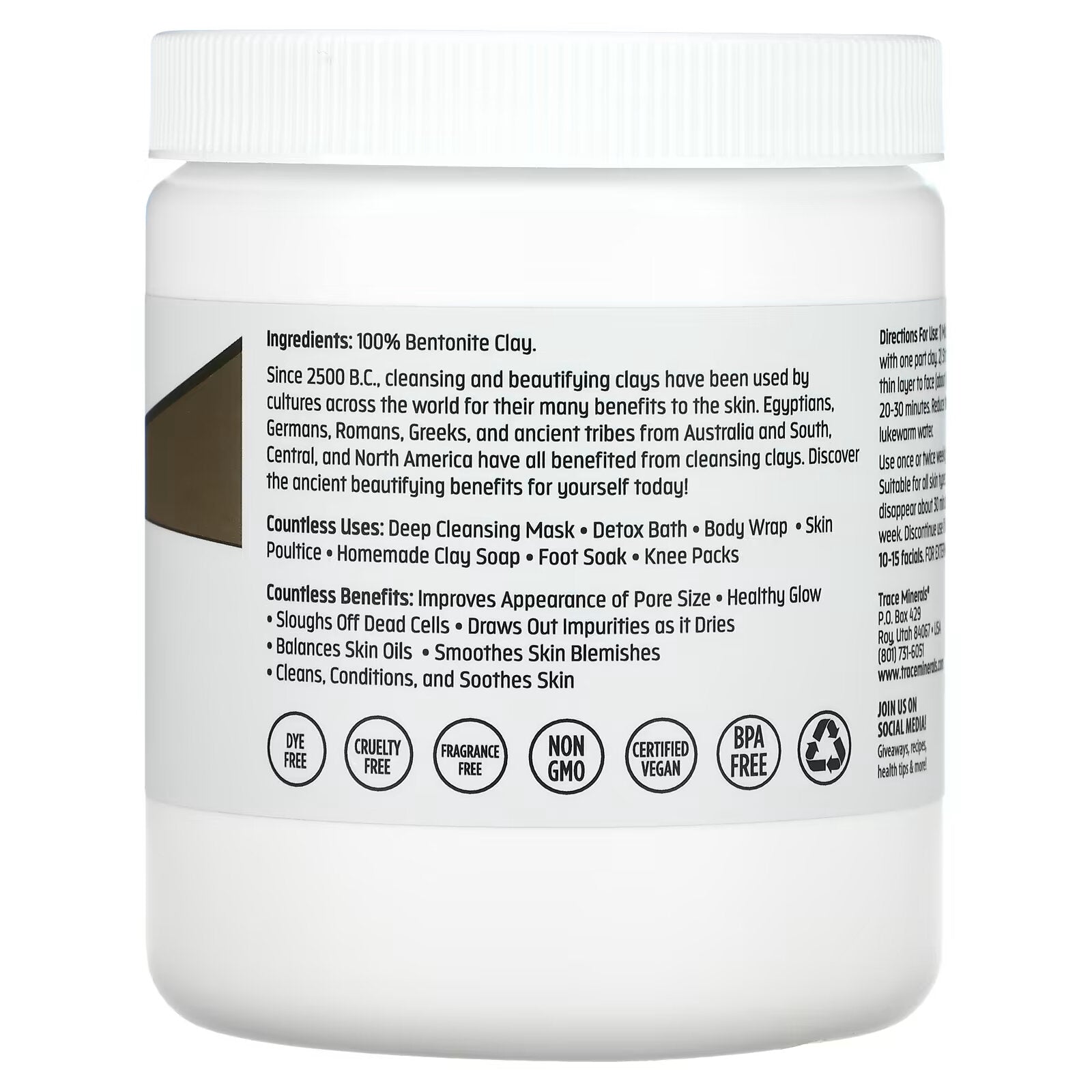 Trace Minerals Bentonite Clay, 454 g