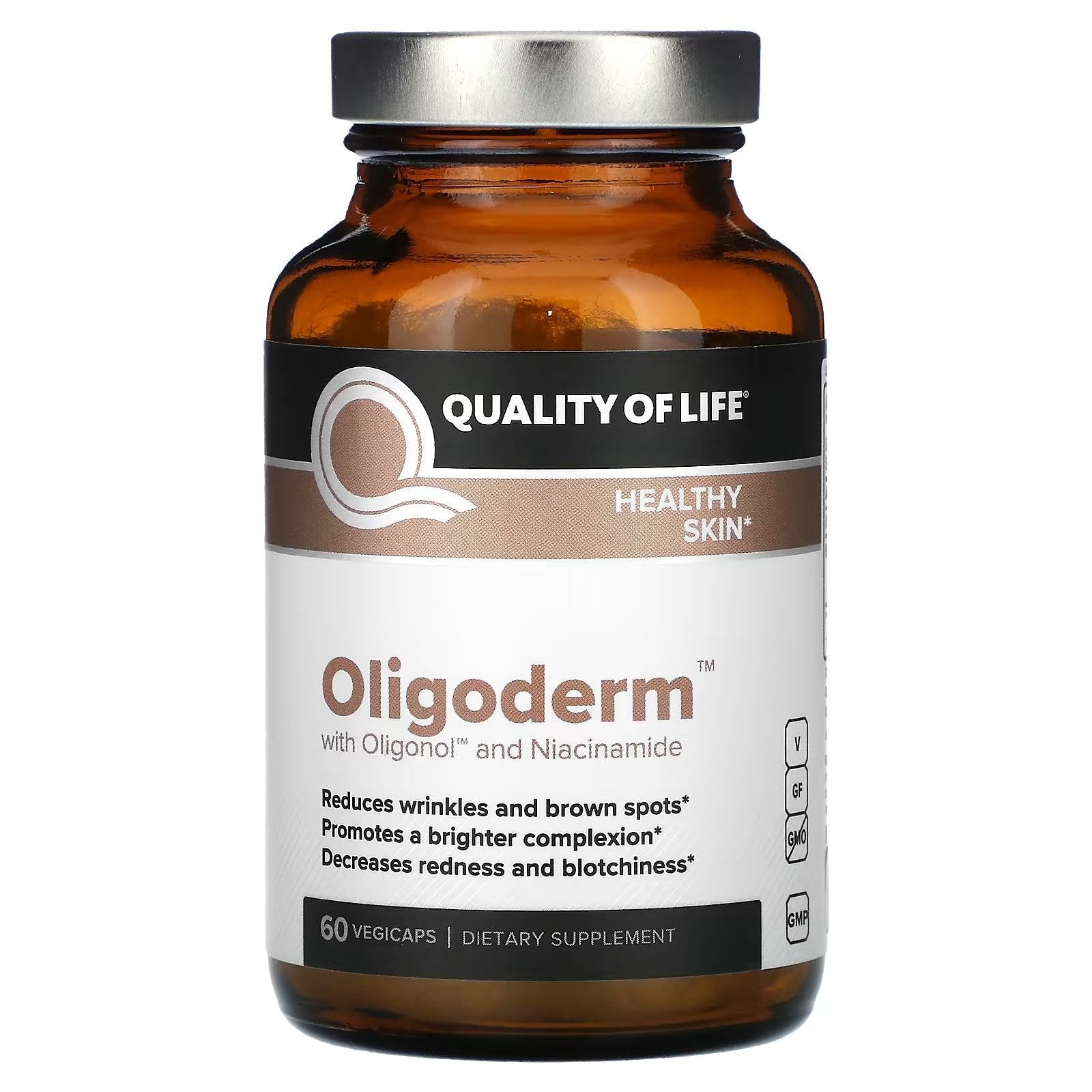 Quality of Life Labs Oligoderm with Oligonol and Niacinamide, 60 Vegetarian Capsules