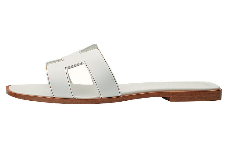 Hermes Oran Blanc Box Sandals in Calfskin