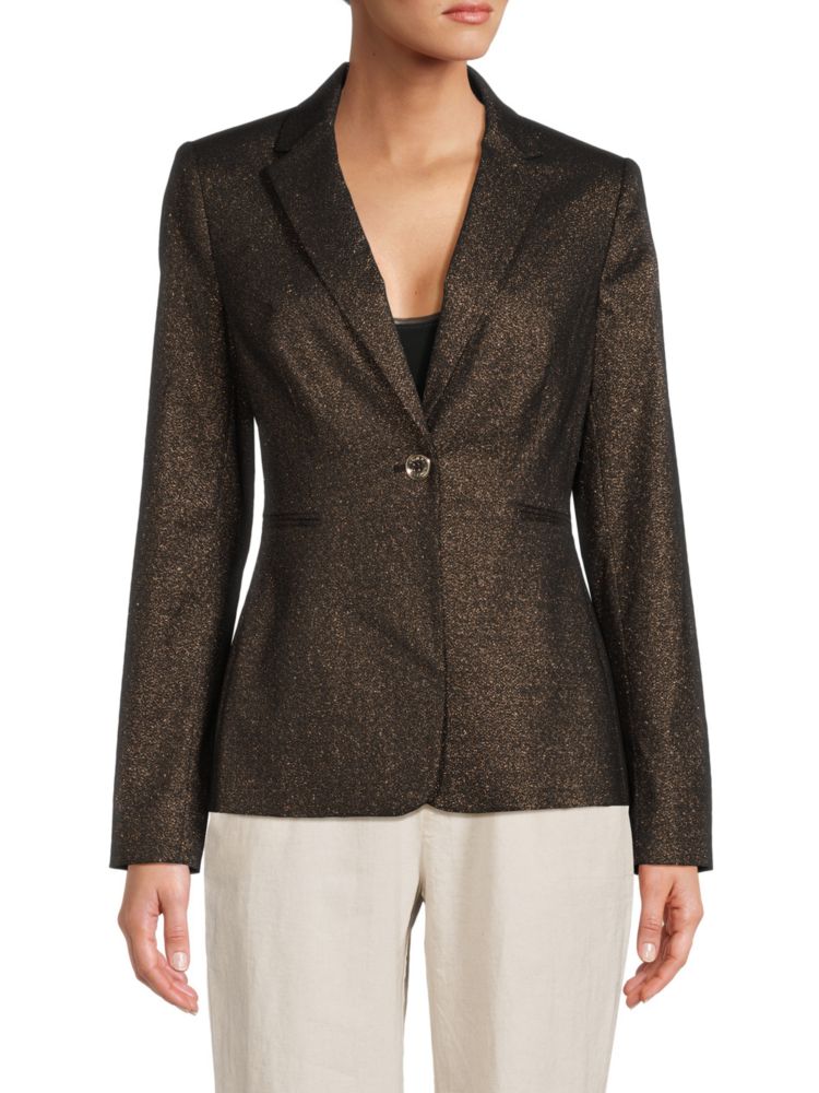 Tommy Hilfiger Metallic Single Breasted Blazer in Black Bronze