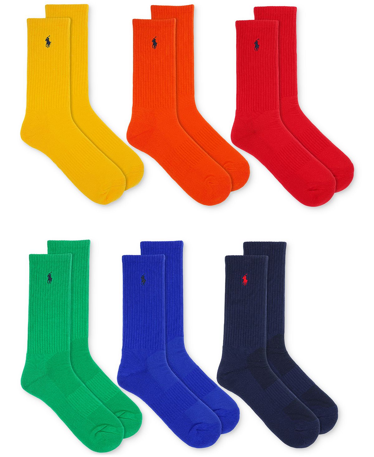 Men's 6-Pk. Bright Performance Crew Polo Ralph Lauren socks