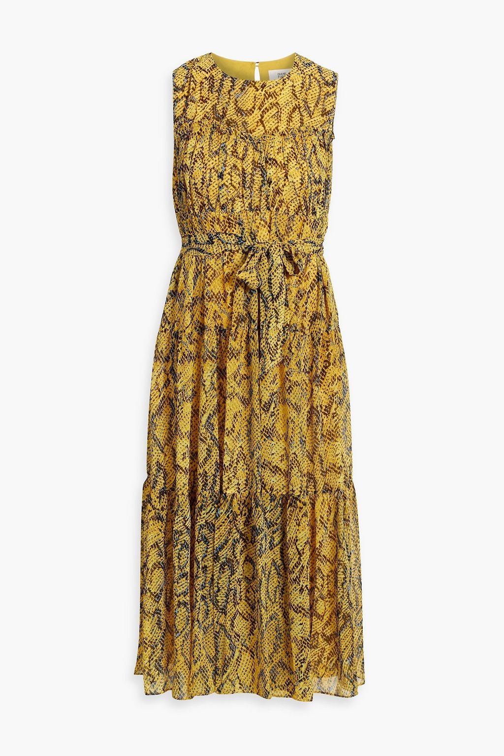 Robert tiered chiffon midi dress with DIANE VON FURSTENBERG print, yellow