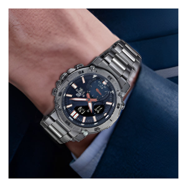 Casio Edifice Limited Edition Analog-Digital Watch 'Grey Metallic Blue', black