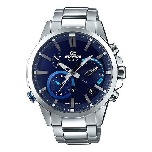 Watch CASIO EDIFICE Solar Powered Waterproof Sports Stainless Steel Strap Mens Blue Analog, blue