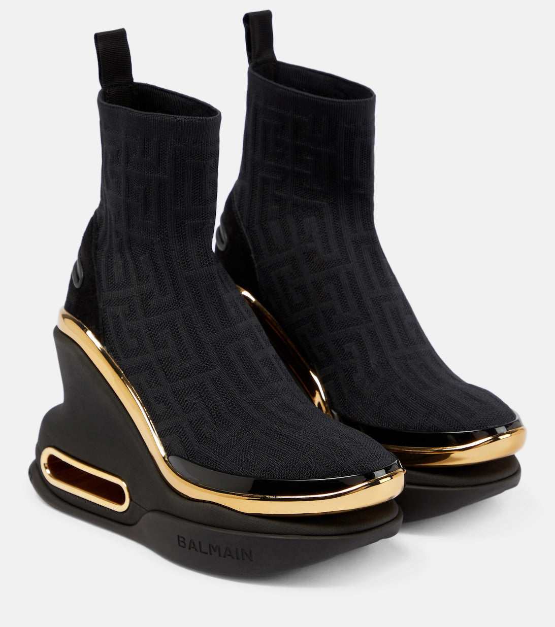 Balmain B-Bold Wedge Sneakers, Black