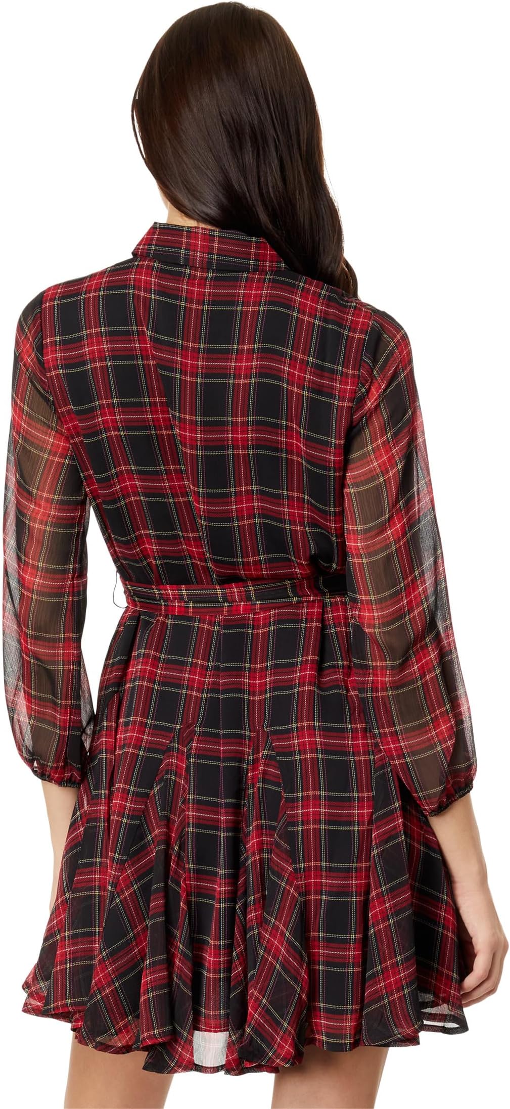 Tommy Hilfiger Long Sleeve Plaid Dress in Black Multi