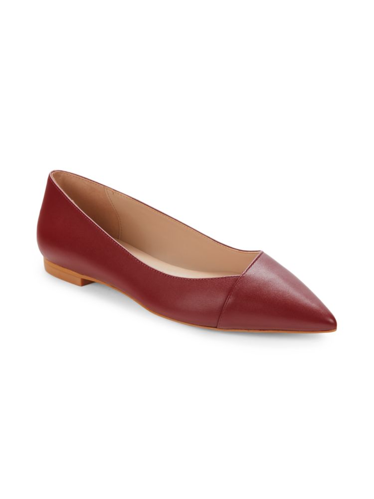 Avenue Stuart Weitzman Leather Ballet Shoes, Dark Red