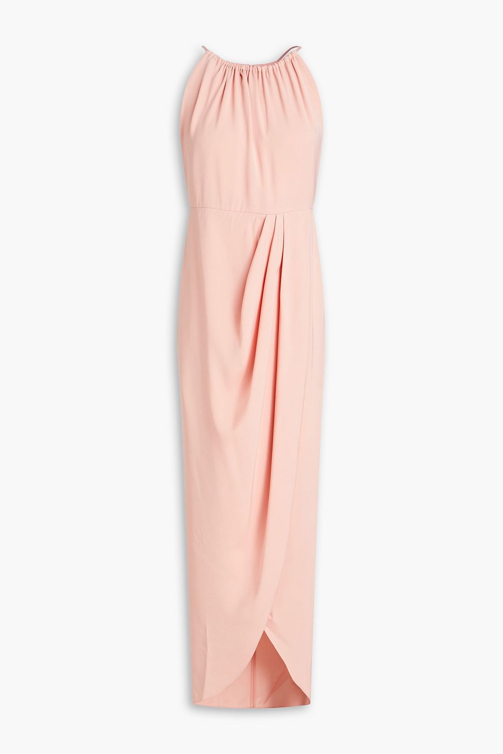 SHONA JOY ruched satin maxi dress, blush