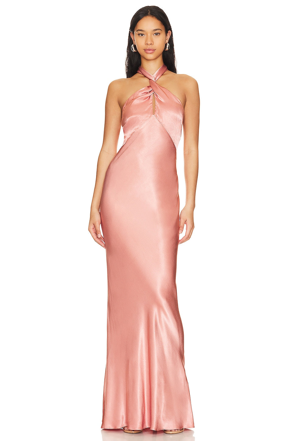 Shona Joy La Lune High Neck Twist Maxi Dress in Antique Rose