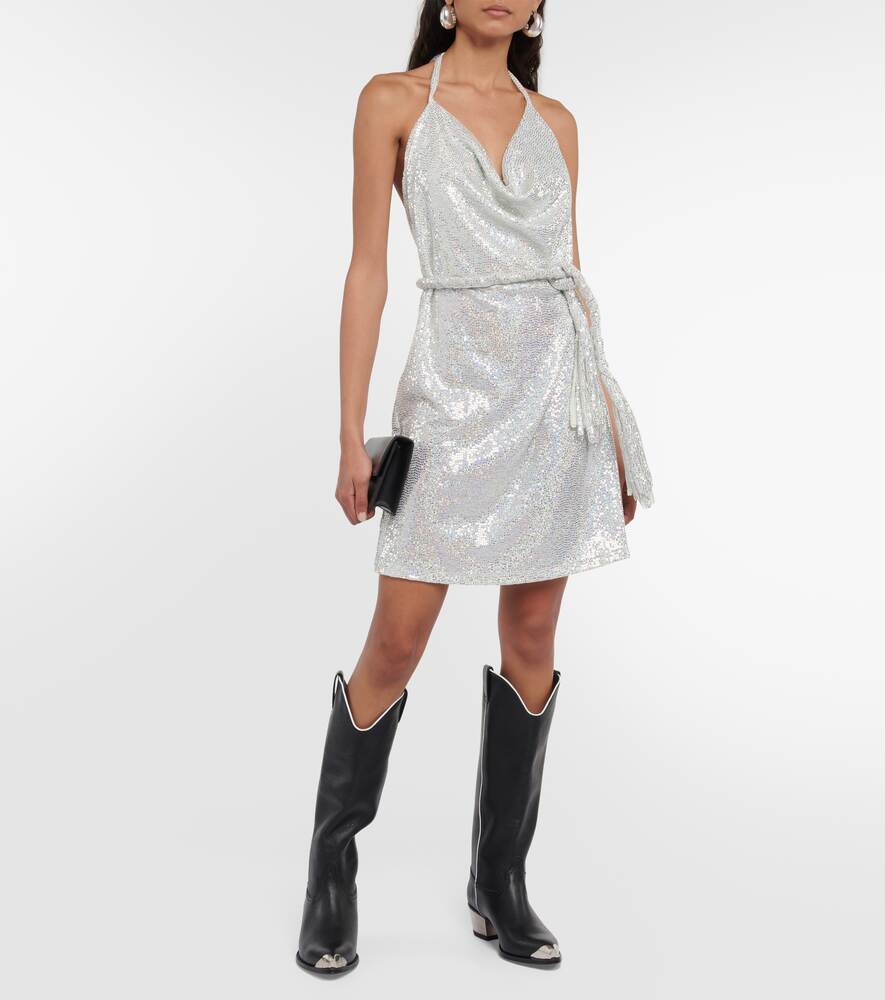 Mini dress with sequins and halterneck DODO BAR OR, white