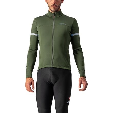 Fondo Jersey Full Zip Long Sleeve Men's Castelli Military Green/Silver Reflex color