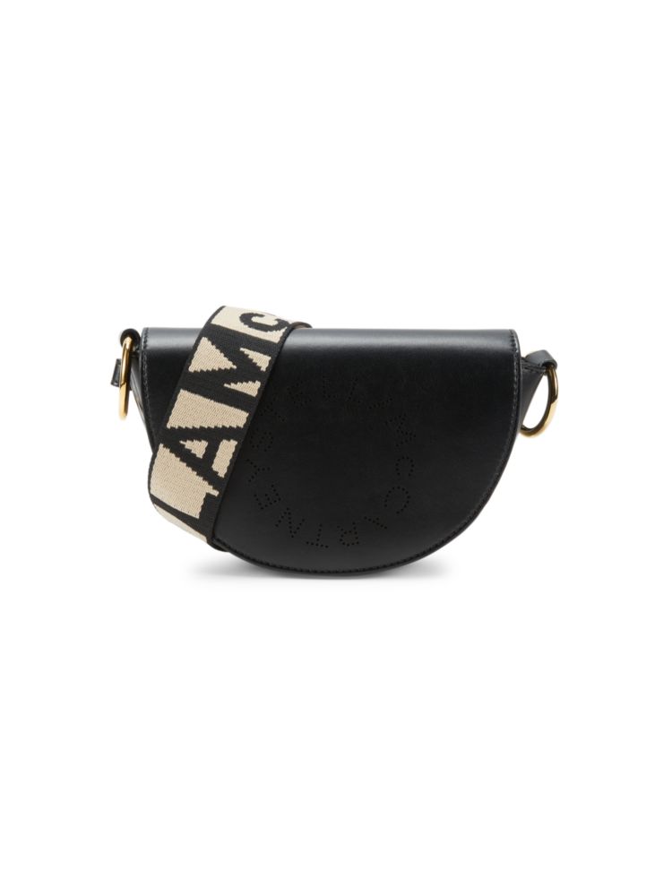 Linea Stella Mccartney Logo Vegan Leather Shoulder Bag, Black