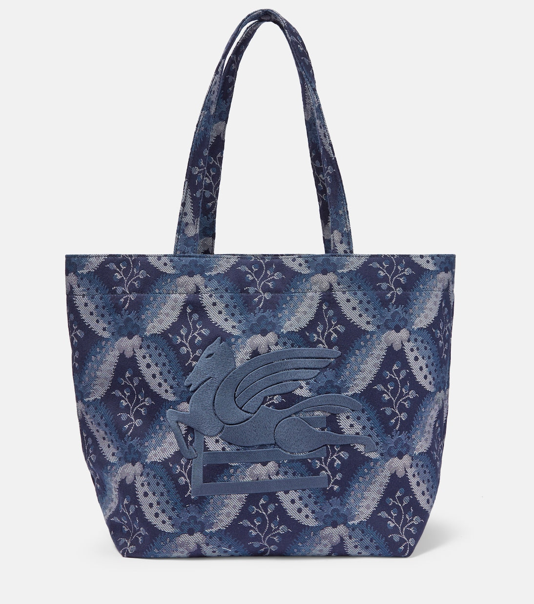 Soft jacquard shopping bag medium size Etro, blue