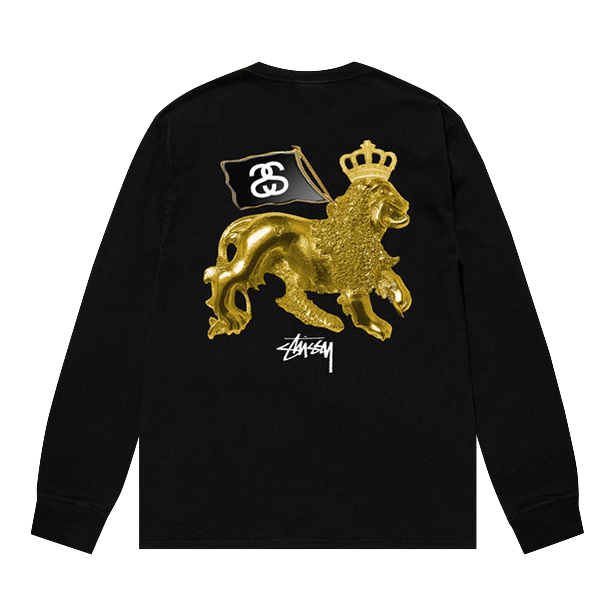 Stussy Gold Lion Long Sleeve T-Shirt, Black