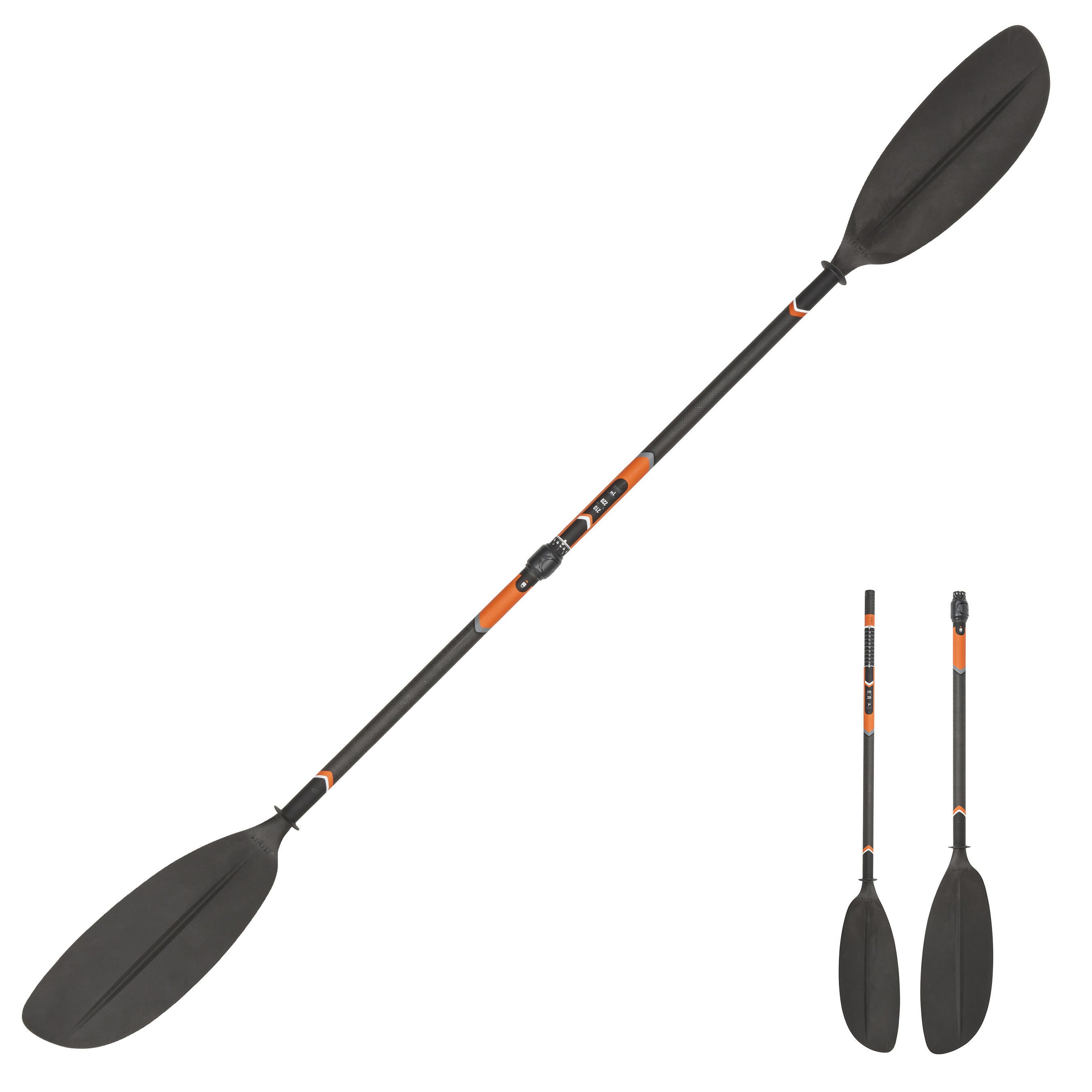 Kayak paddle Carbon X500 dismountable adjustable 2-piece 210–220 cm ITIWIT black/neon orange