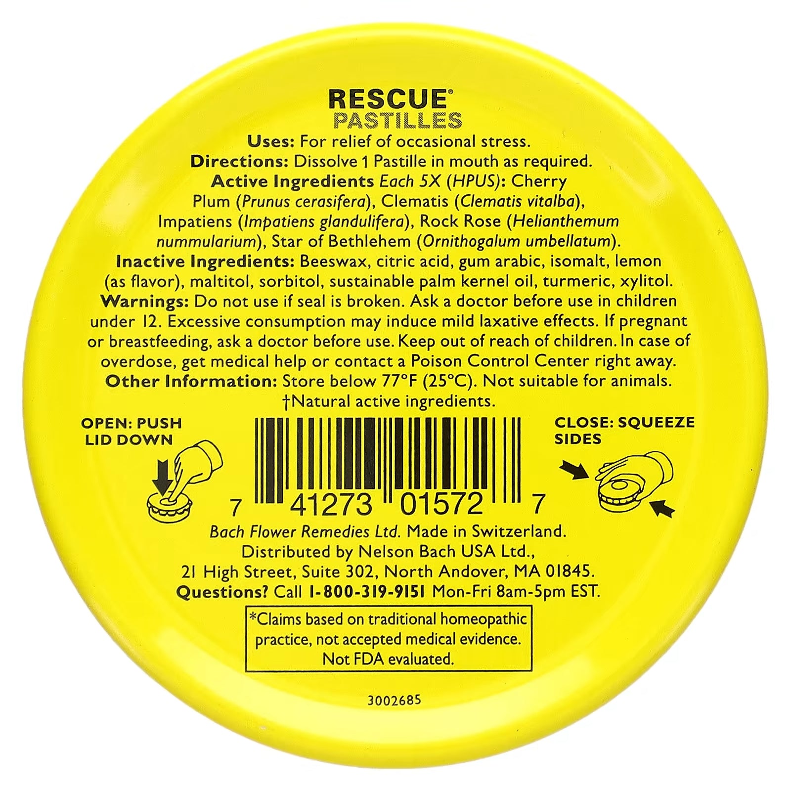 Bach Original Flower Remedies Rescue lozenges natural stress relief lemon flavor 35 lozenges, 50 g