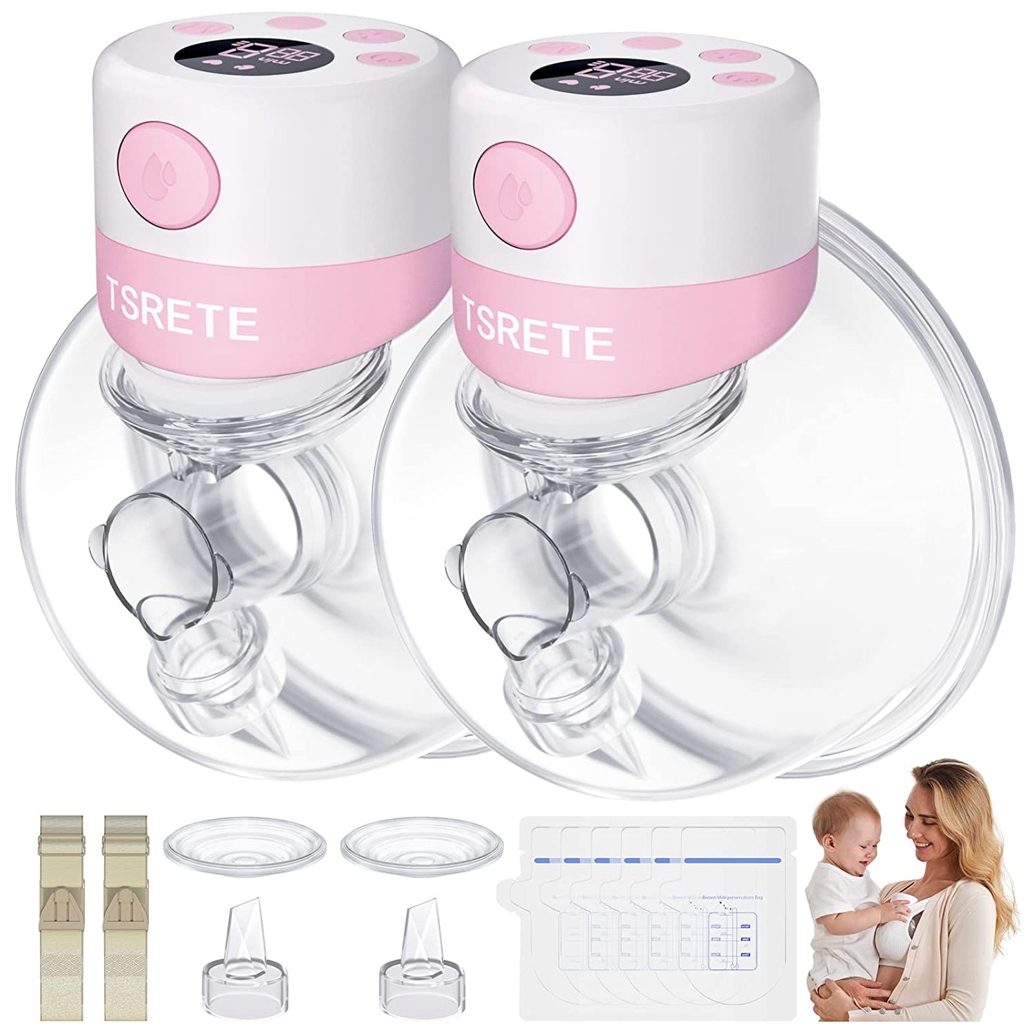 Breast pump Tsrete Hands Free, pink