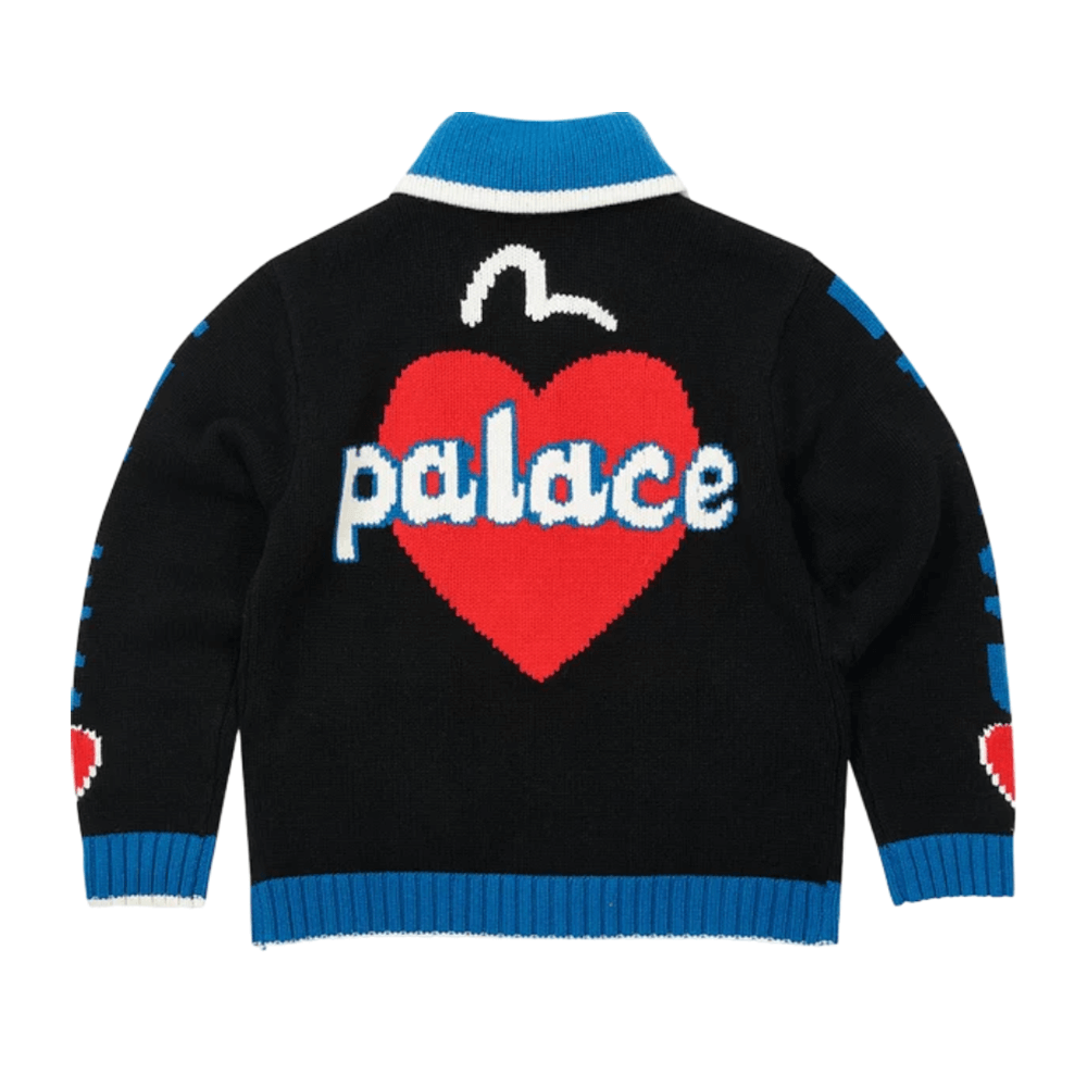 Palace x Evisu Cowichan cardigan, black