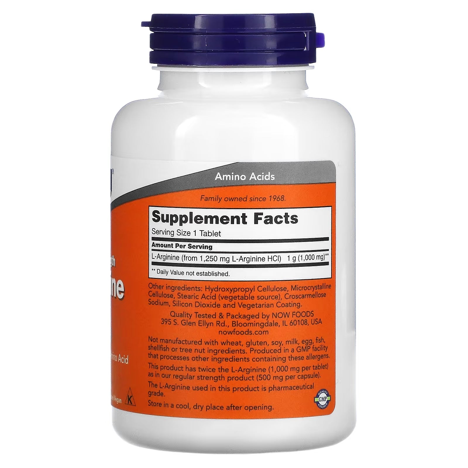 NOW Foods L-Arginine Double Strength، 120 قرصًا