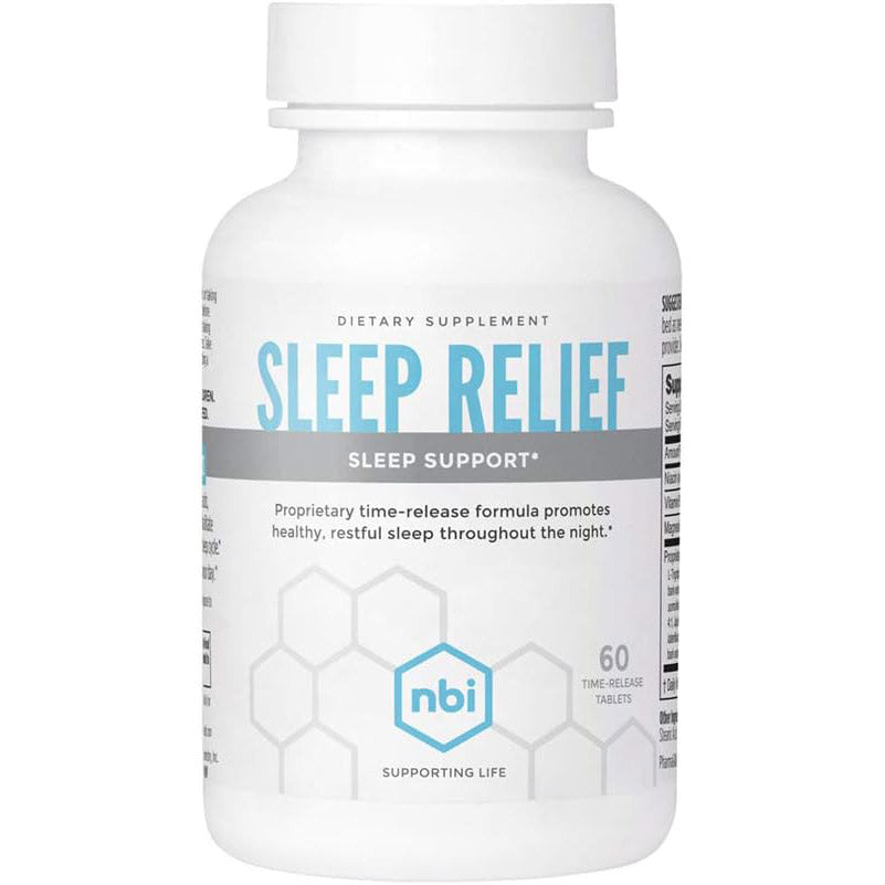 تركيبة الميلاتونين الطبيعية من NBI Sleep Relief مع المغنيسيوم وL-Theanine، 60 قرصًا