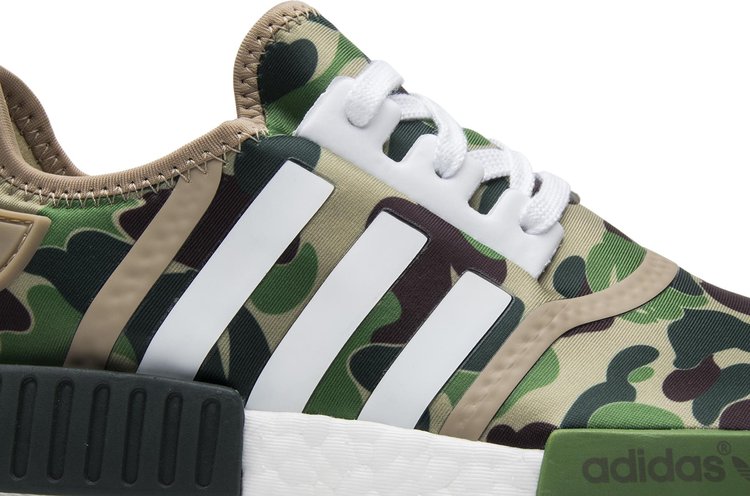 Adidas A Bathing Ape x NMD_R1 'Olive Camo' sneakers, green