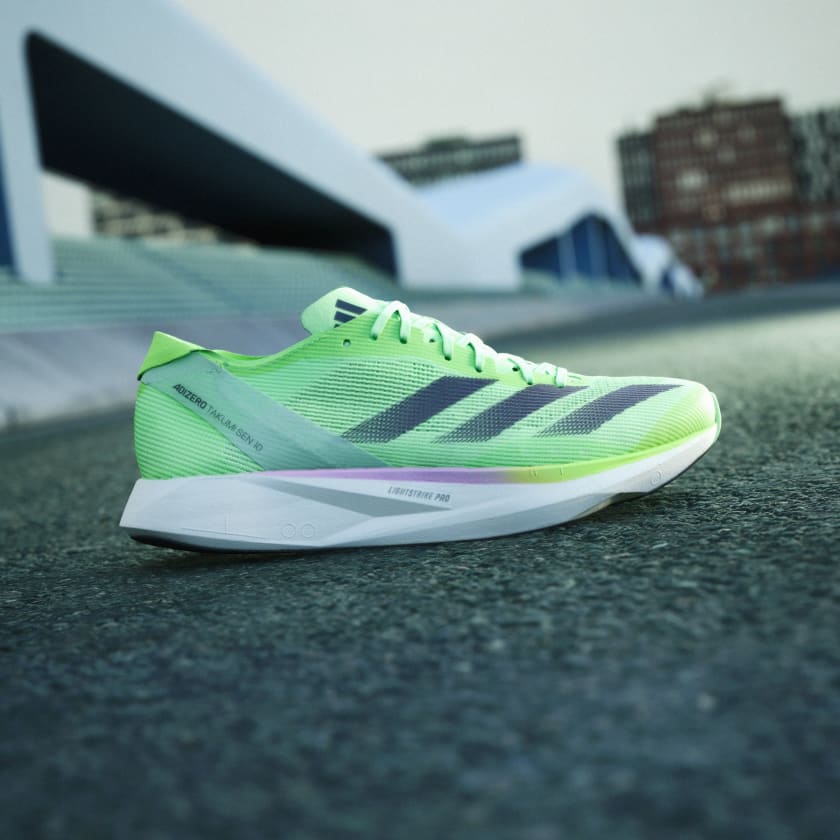 adidas Adizero Takumi Sen 10 sneakers, green/black/white