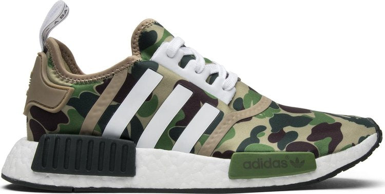 Adidas A Bathing Ape x NMD_R1 'Olive Camo' sneakers, green