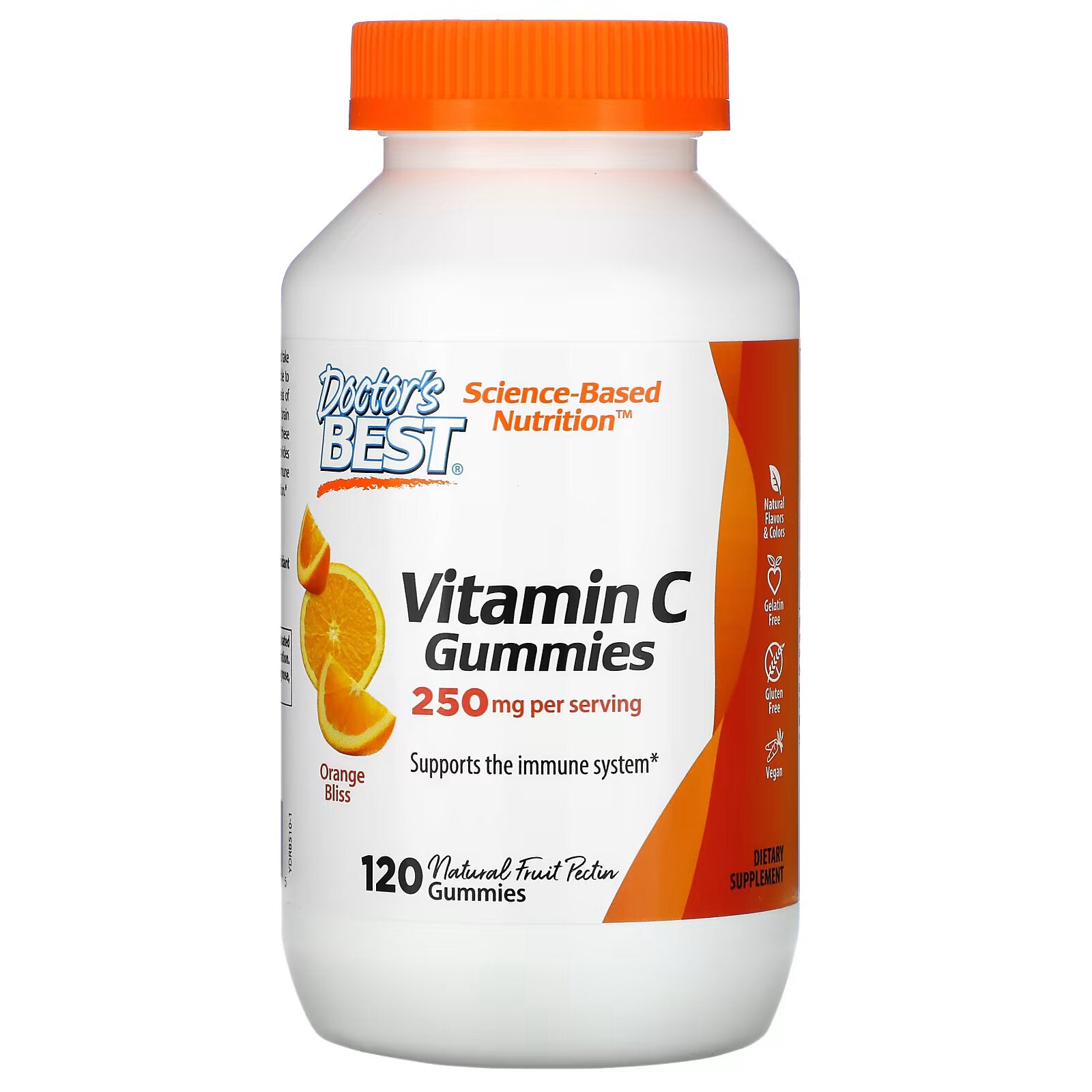 Doctor's Best Vitamin C Orange Flavor 125 mg, 120 Chewable Tablets