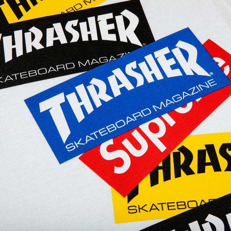 تي شيرت Supreme x Thrasher Multi Logo بأكمام طويلة "أبيض"، أبيض