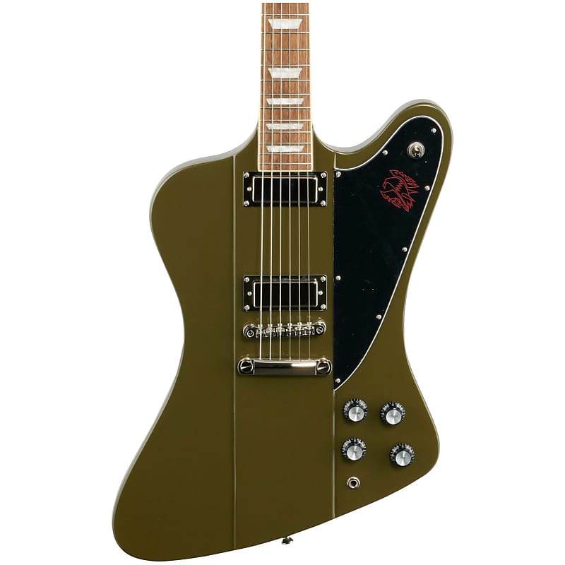 جيتار كهربائي من Epiphone Firebird، لون زيتوني رمادي وأخضر