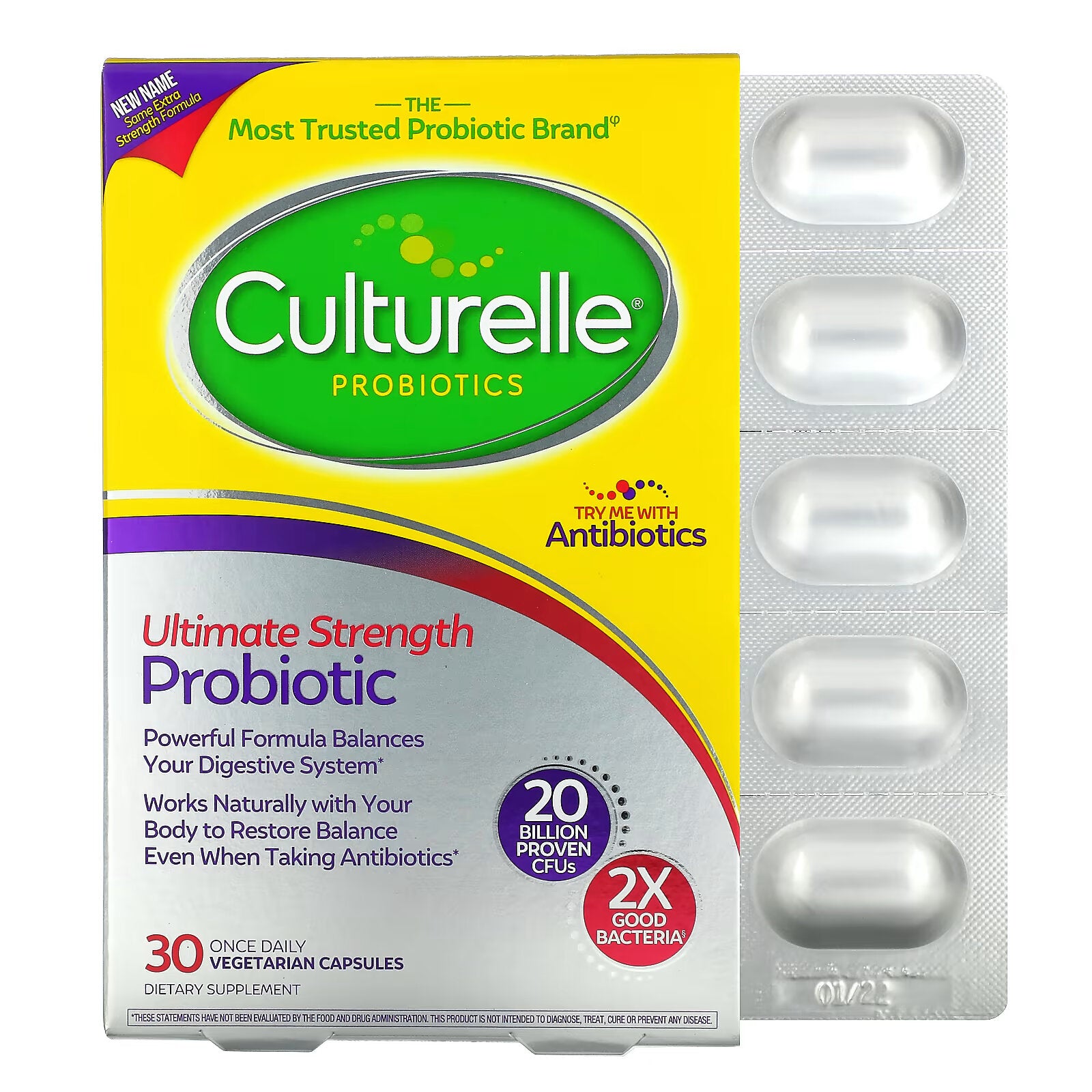 Culturelle, Maximum Potency Probiotic, 20 Billion CFU, 30 Vegetarian Capsules