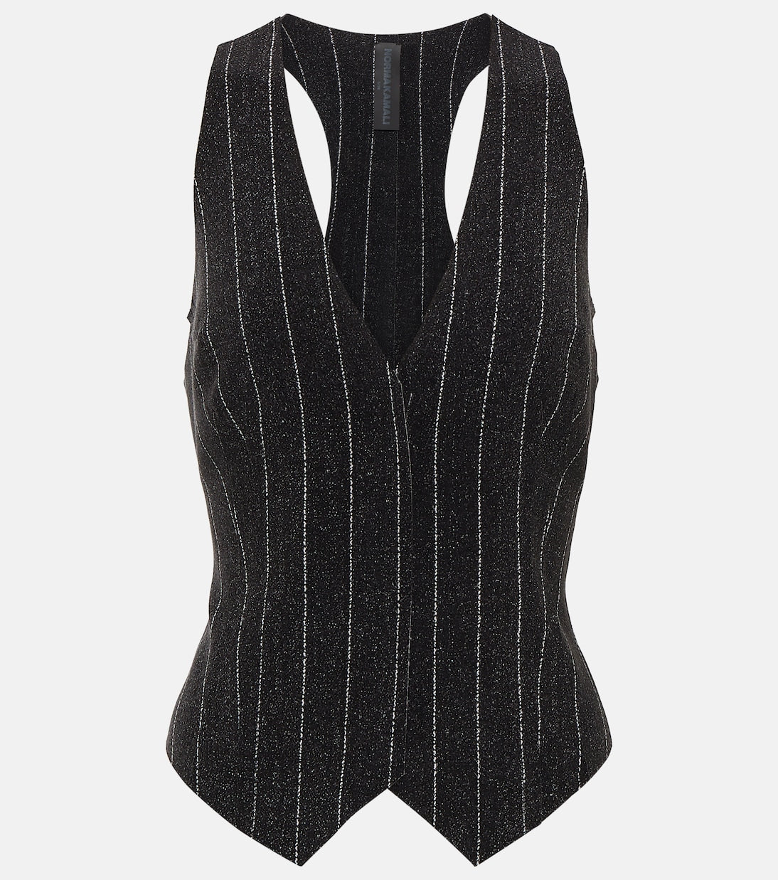 Norma Kamali Chalk Striped Racerback Vest, Gray