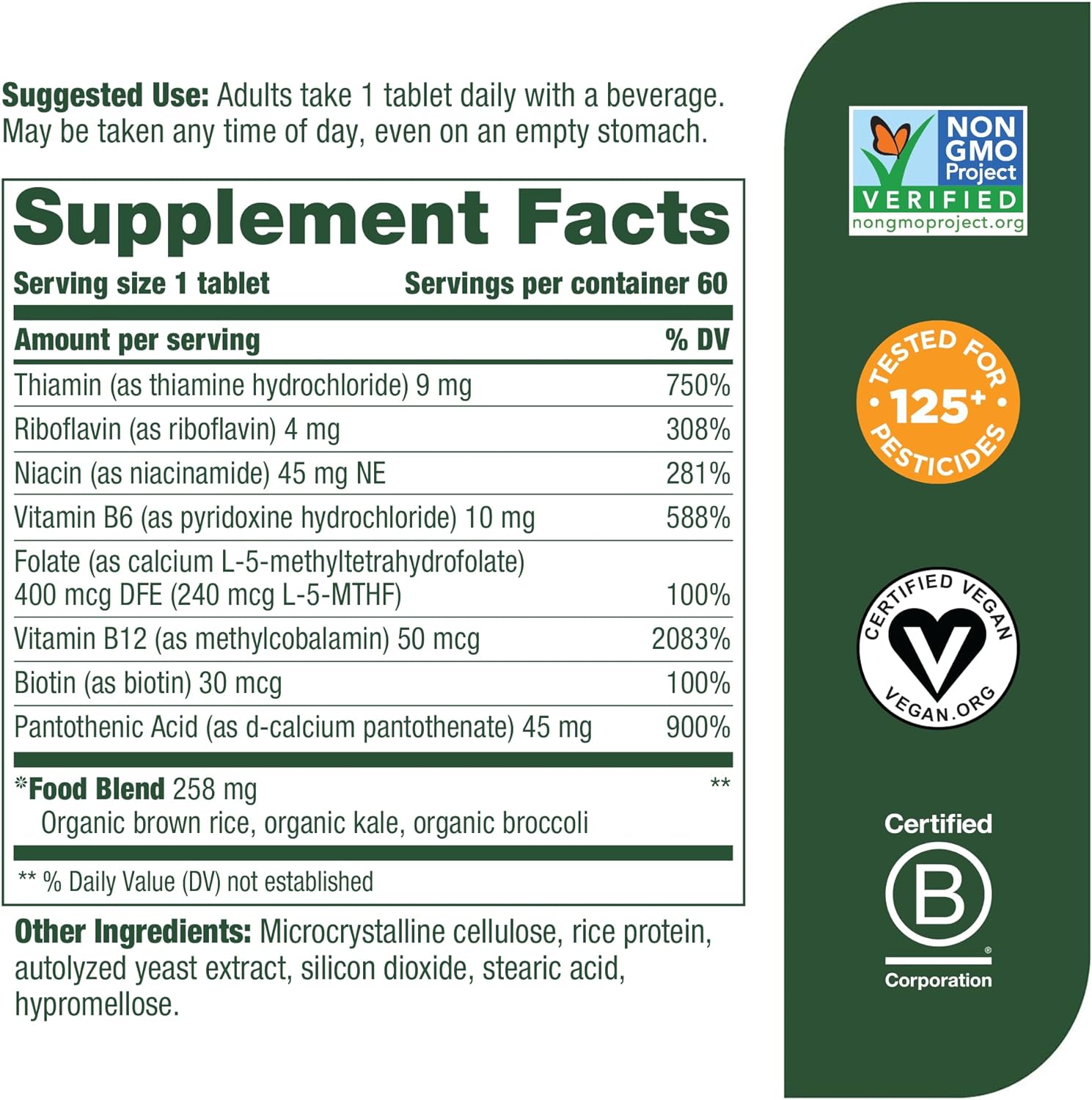 B vitamins MegaFood Balanced B Complex, 60 tablets