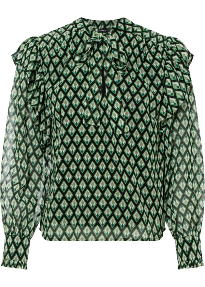 Blouse with ruffles Bodyflirt, green