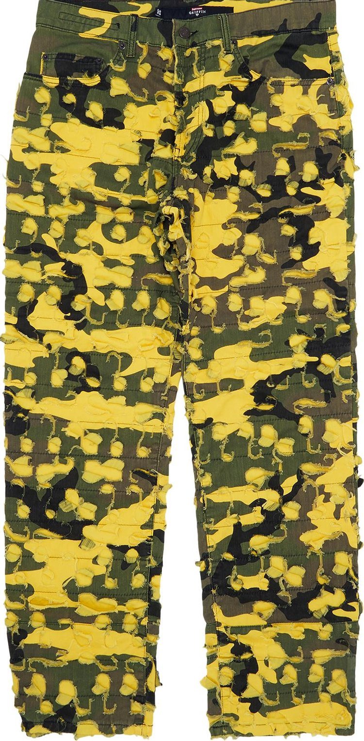 بنطلون جينز Supreme x Griffin بخمسة جيوب "Yellow Camo" متعدد الألوان