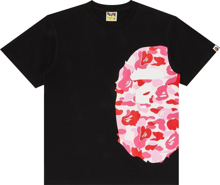 تي شيرت BAPE ABC Side Big Ape Head باللون الأسود/الوردي، باللون الأسود