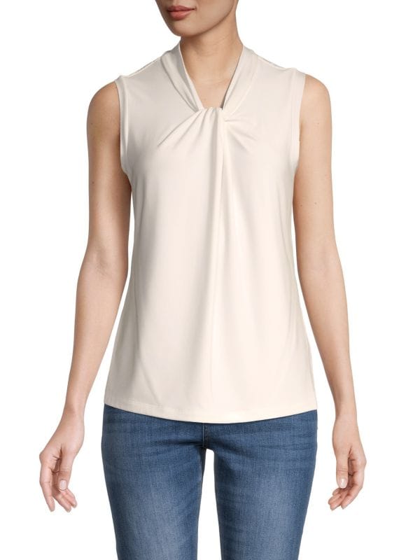 Tommy Hilfiger Ivory Knot Front Top