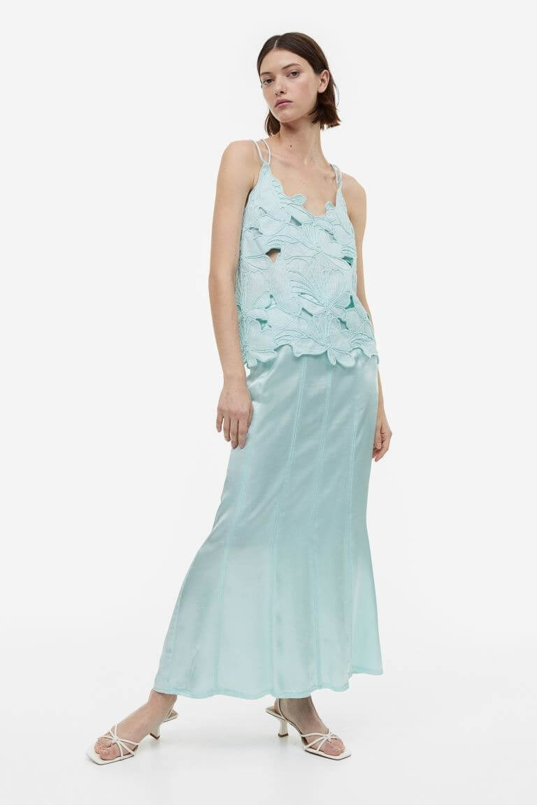 H&M Long Skirt, light turquoise