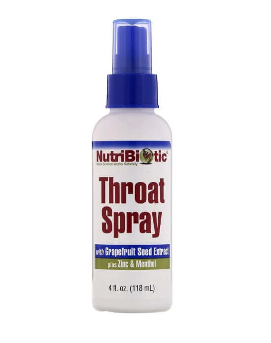 Throat spray with grapefruit seed extract, zinc and menthol, 118 ml, NutriBiotic