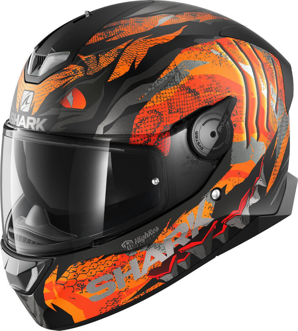 Shark SKWAL 2 Iker Lecuona Helmet with Removable Liner, Black/Orange/Silver